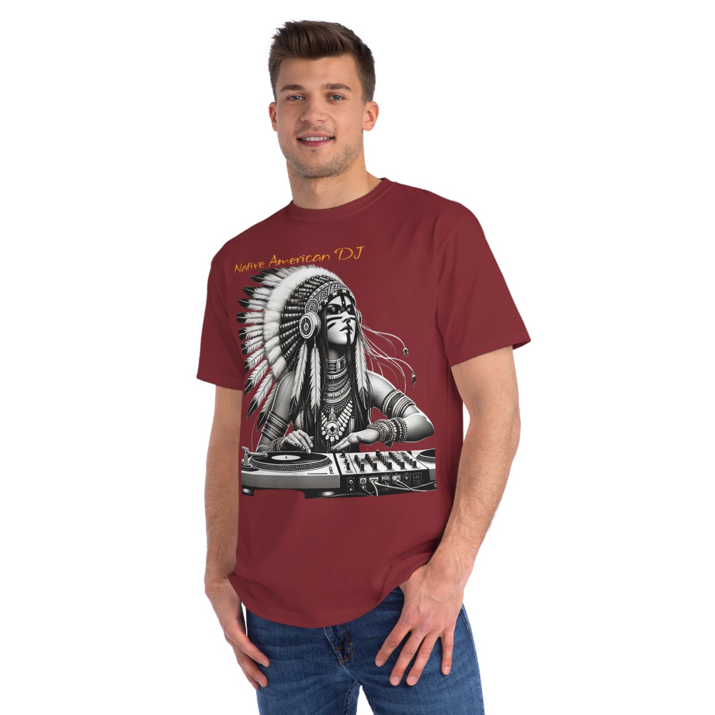 Native American DJ T-Shirt - Artistic Native Design, Music Lover's Tee