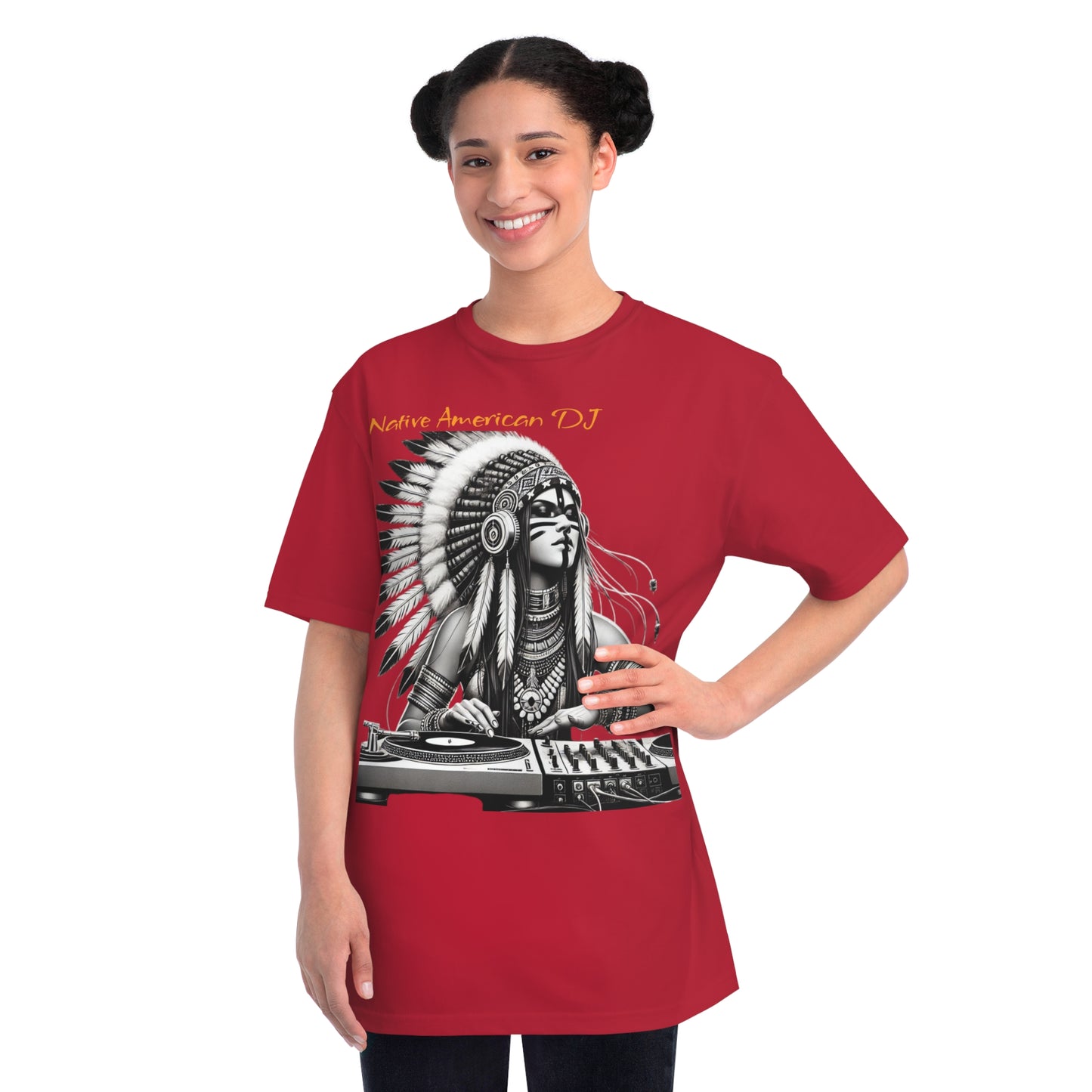 Native American DJ T-Shirt - Artistic Native Design, Music Lover's Tee