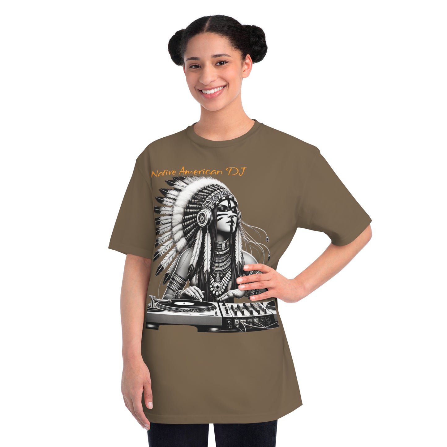 Native American DJ T-Shirt - Artistic Native Design, Music Lover's Tee