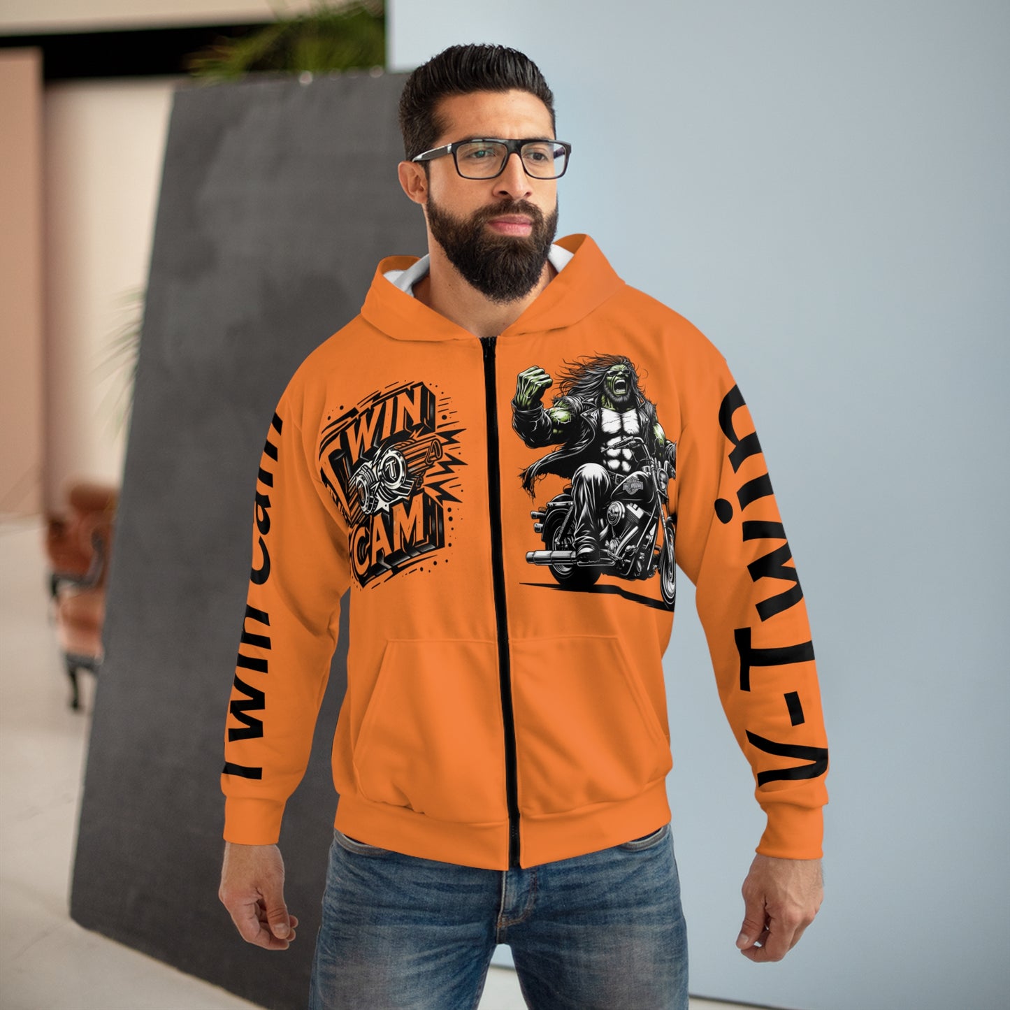 Twin Cam Unisex Zip Hoodie - Twin Cam Apparel for Bikers