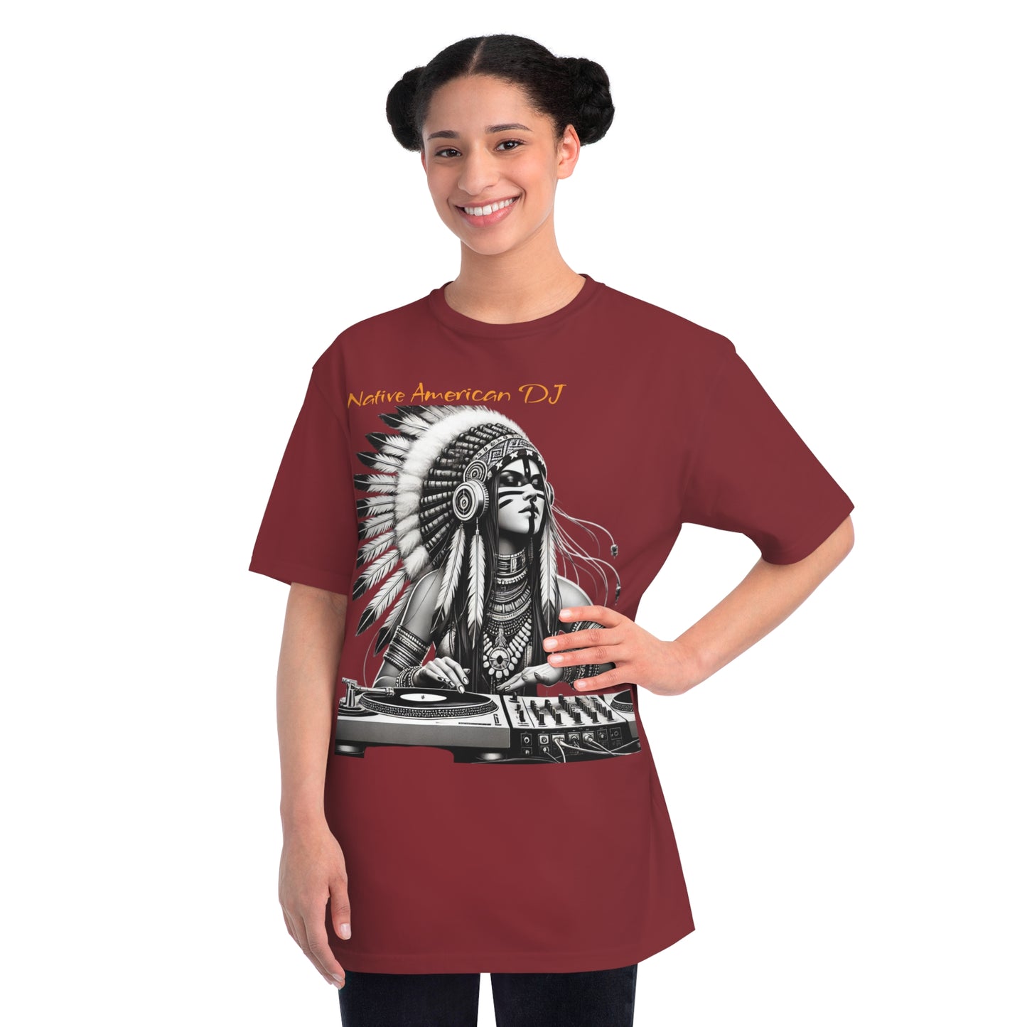 Native American DJ T-Shirt - Artistic Native Design, Music Lover's Tee