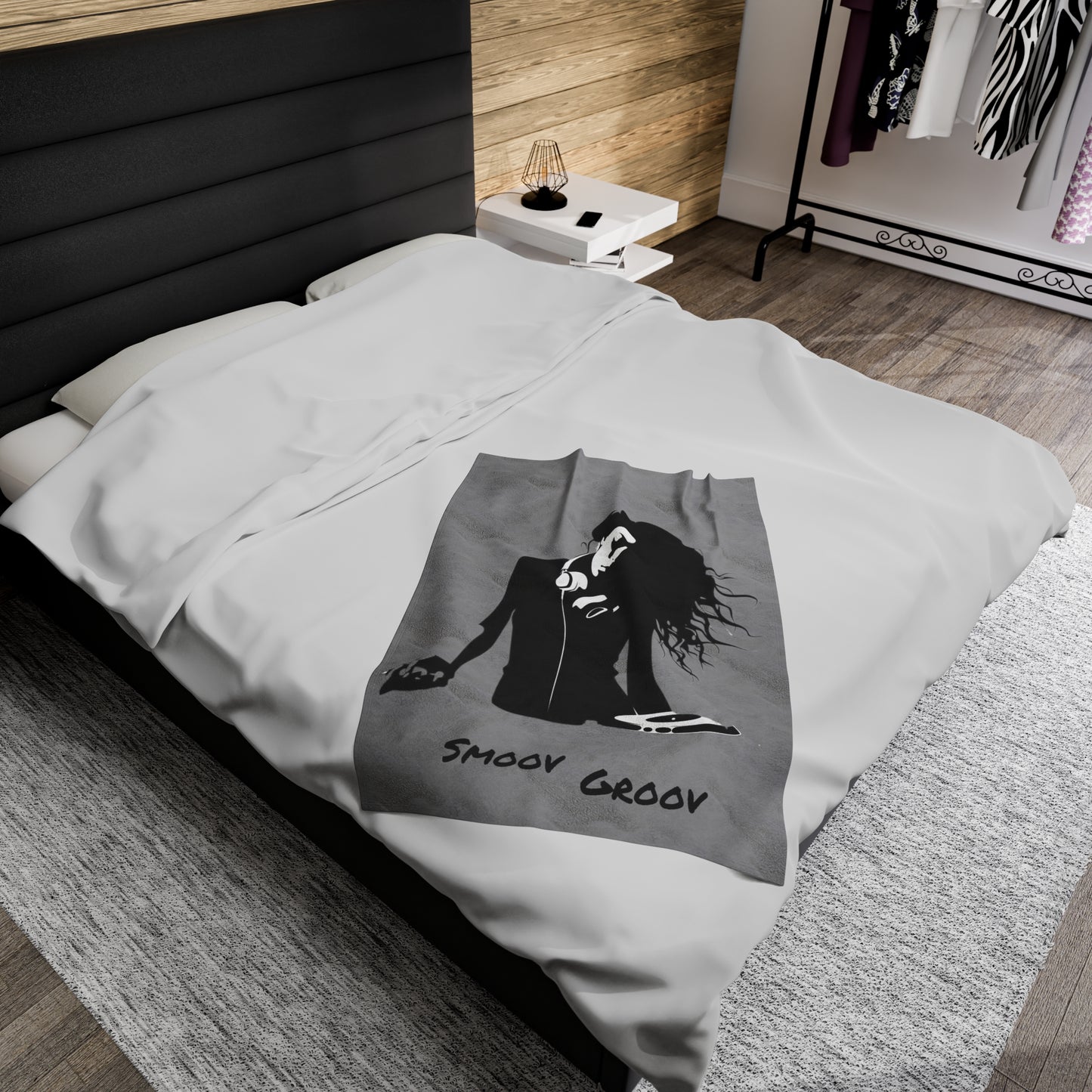 Smoov Grey Velveteen Plush Blanket