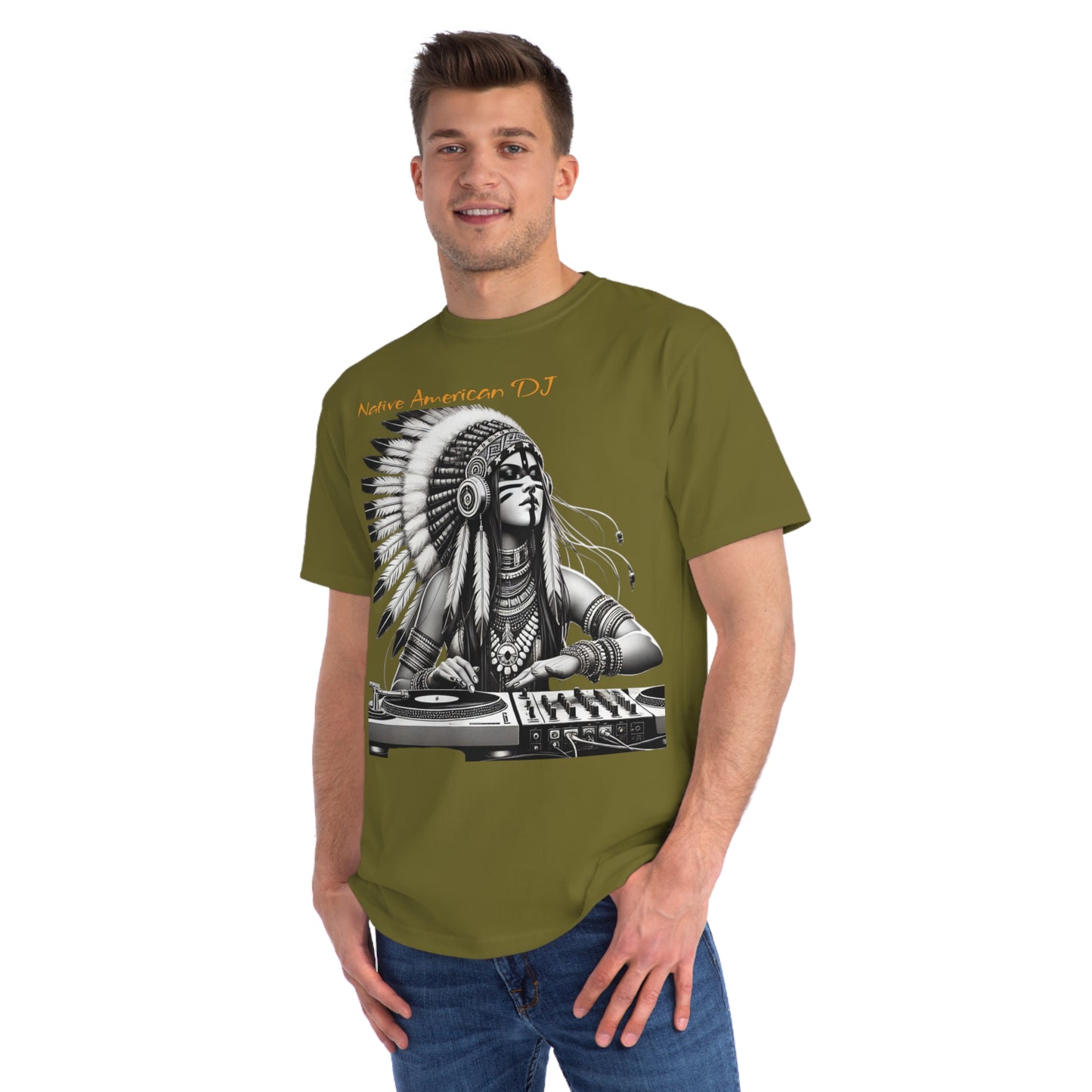 Native American DJ T-Shirt - Artistic Native Design, Music Lover's Tee