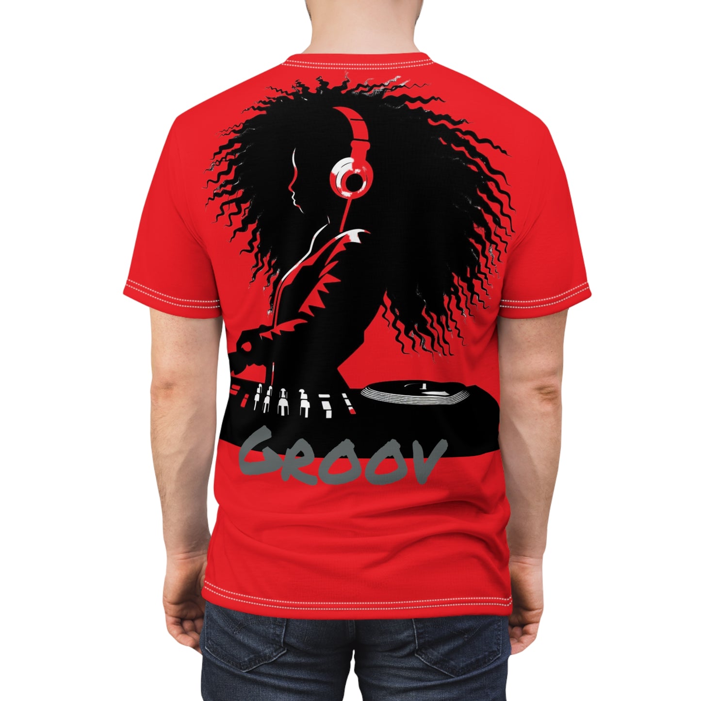 Smoov Groov in Red - Front/Back Unisex Cut & Sew Tee (AOP)