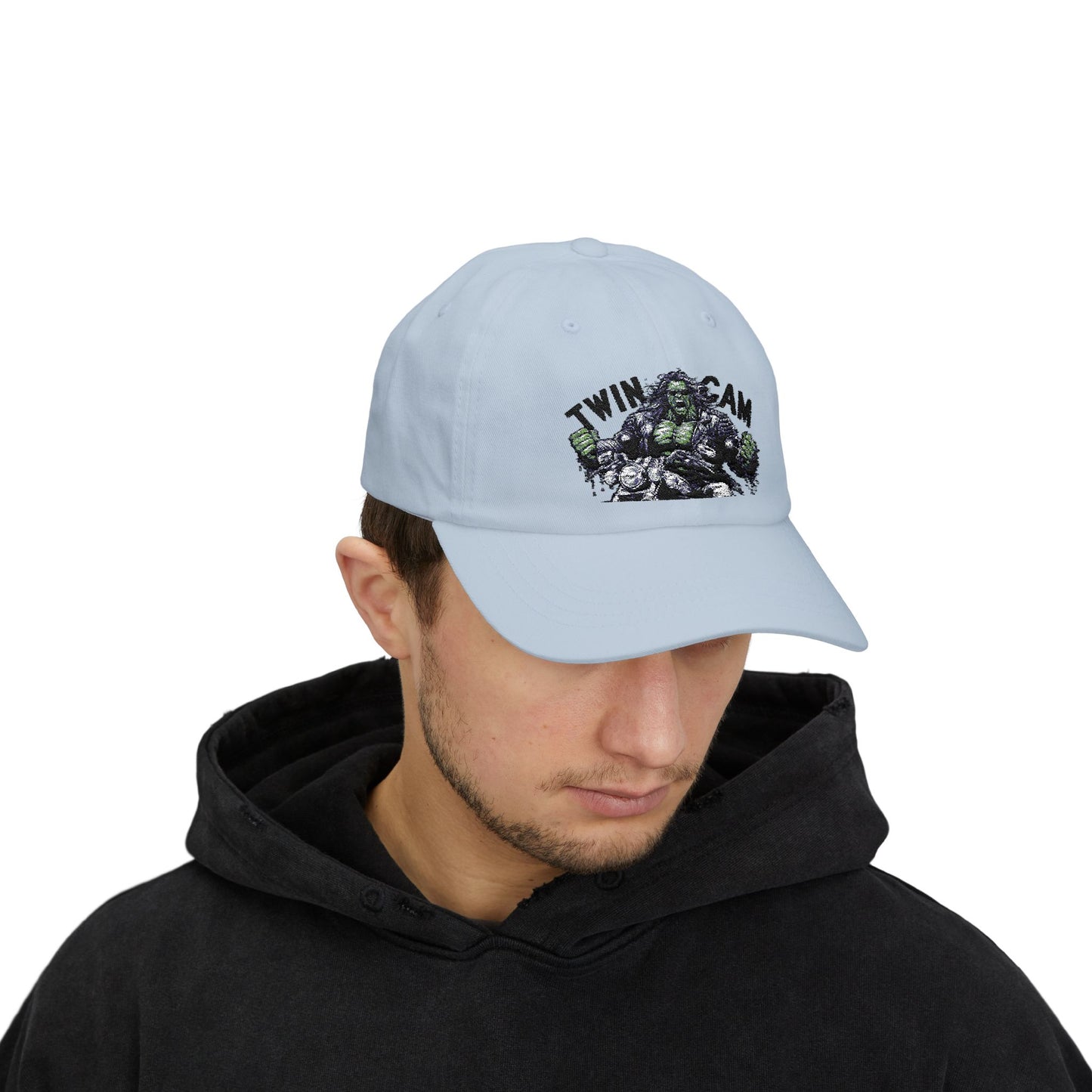 Twin Cam Classic Dad Cap - Stylish White Cap for Motorcycle Enthusiasts