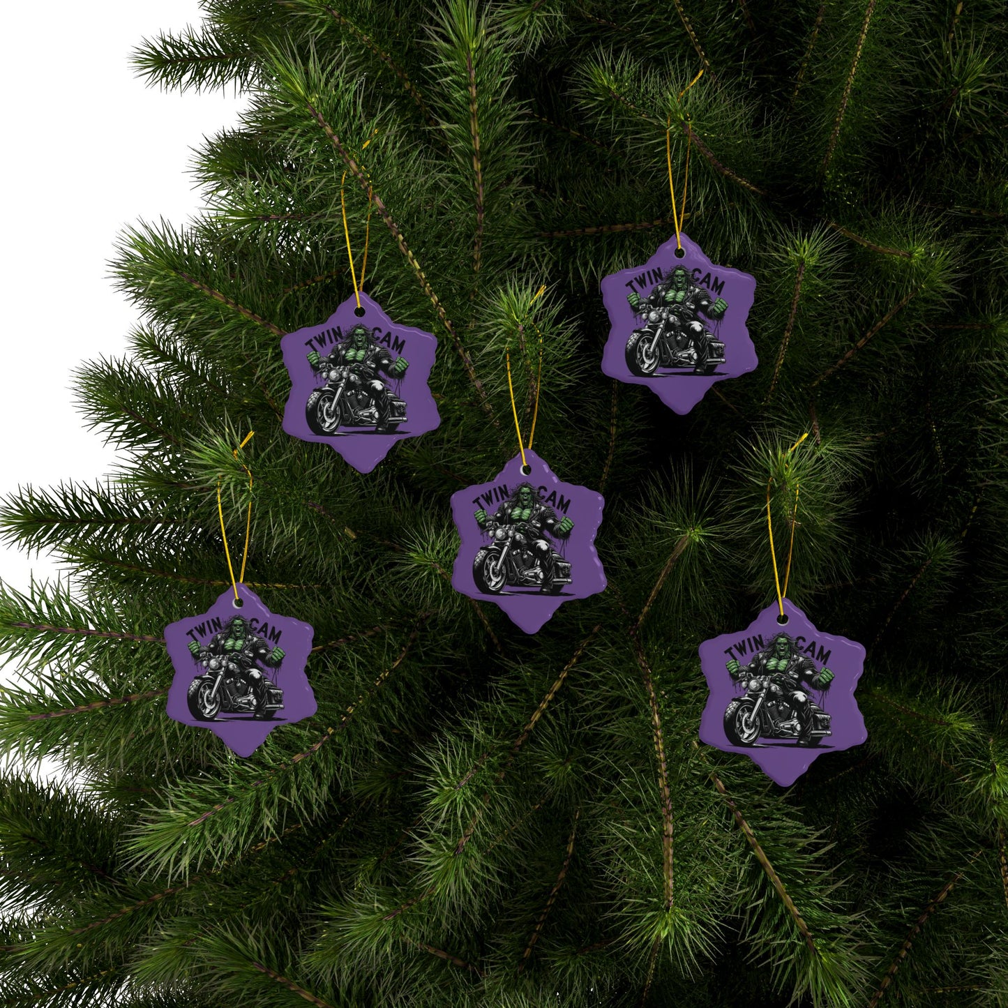 Twin Cam Ceramic Ornaments - Motorcycle Design (Set of 1, 3, 5, or 10)