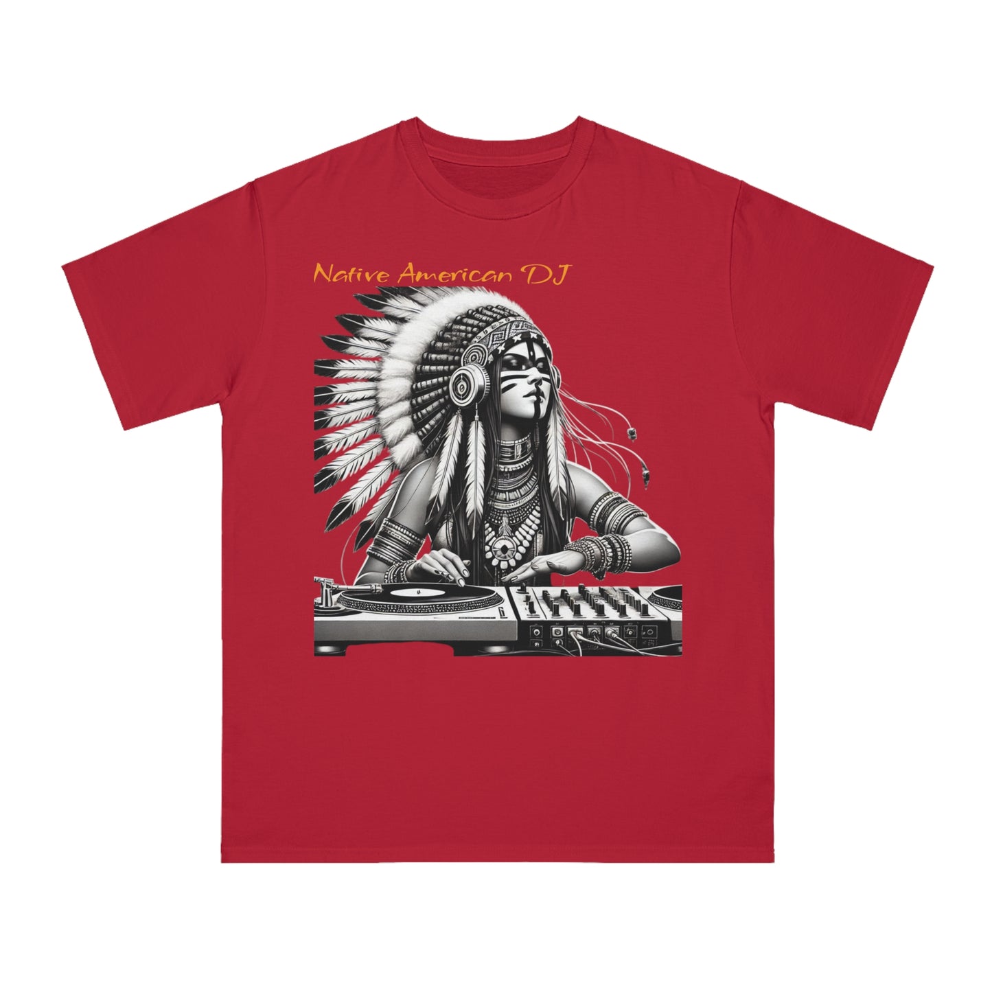 Native American DJ T-Shirt - Artistic Native Design, Music Lover's Tee