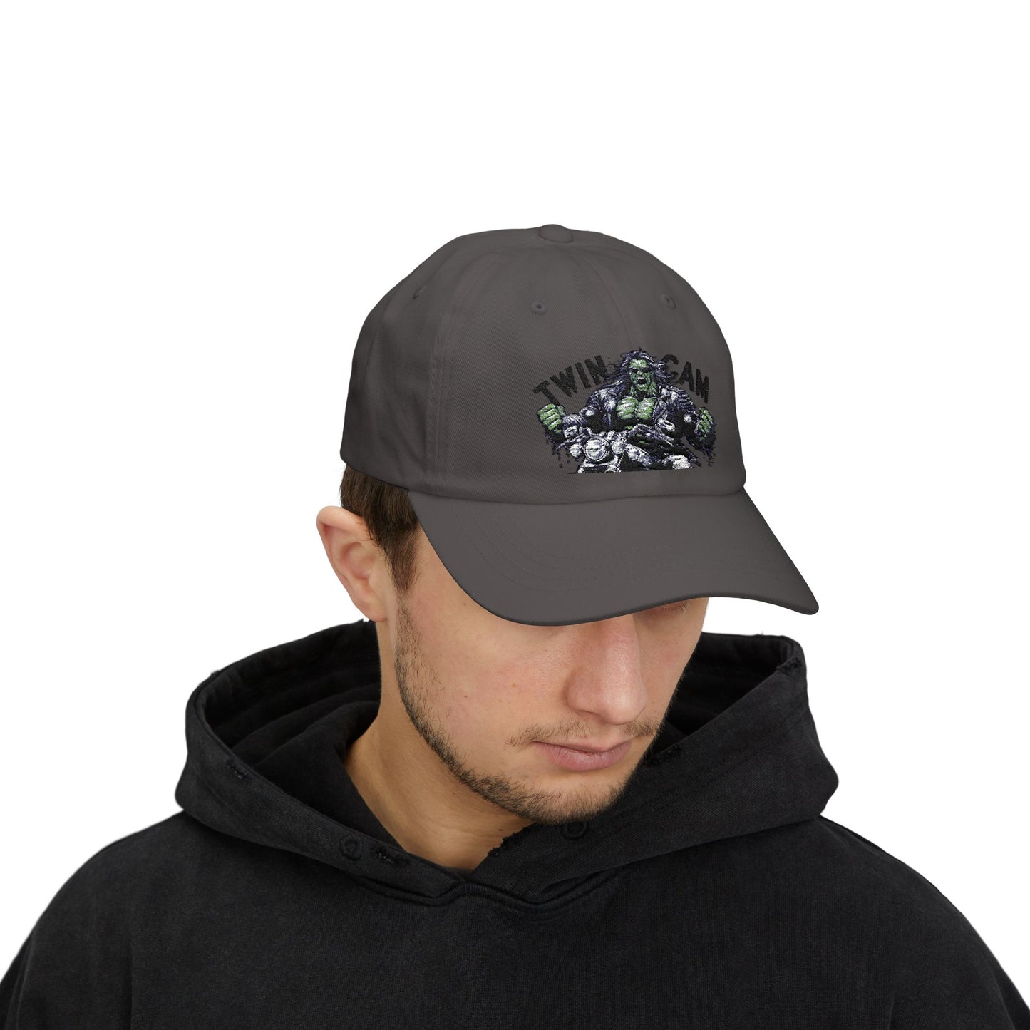 Twin Cam Classic Dad Cap - Stylish White Cap for Motorcycle Enthusiasts