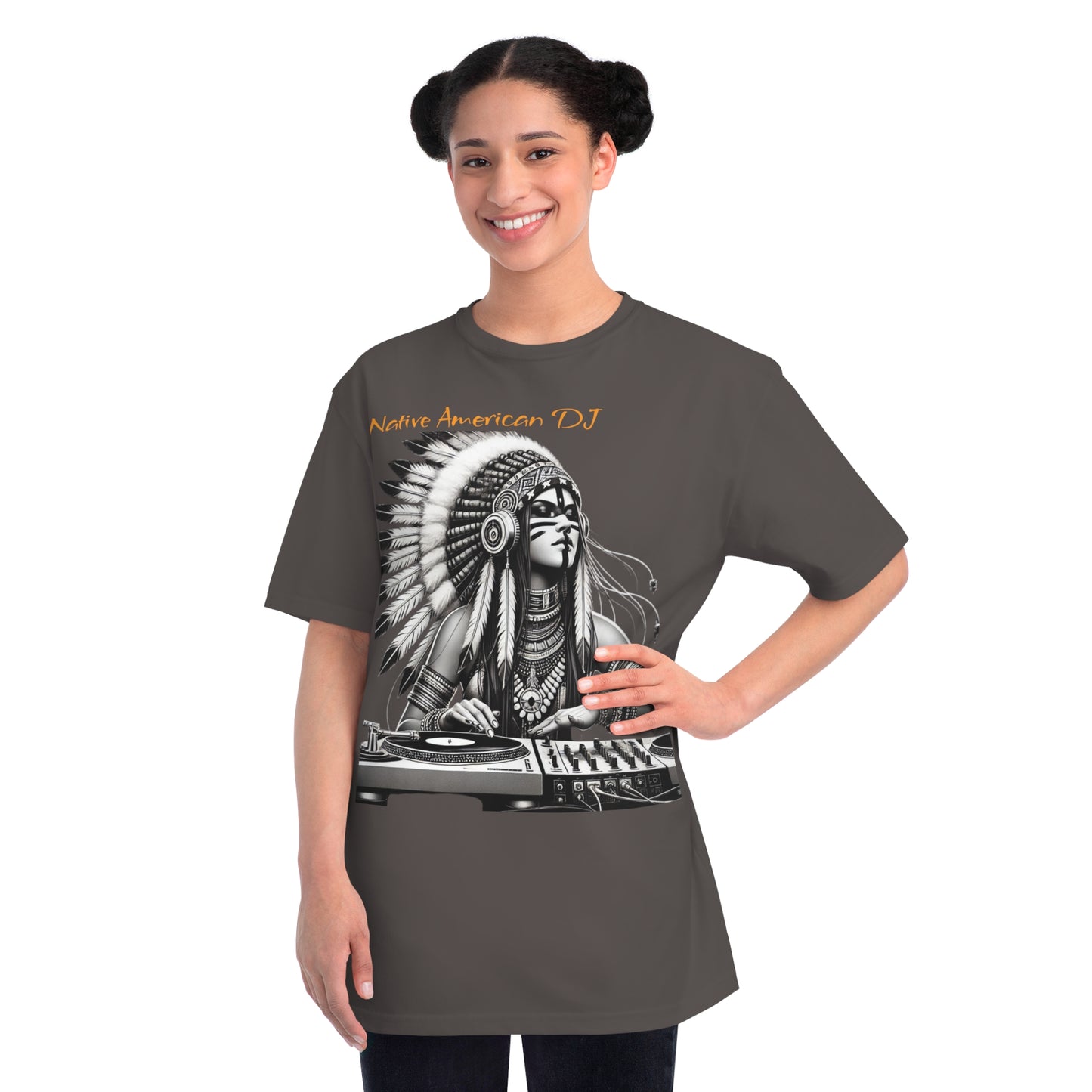 Native American DJ T-Shirt - Artistic Native Design, Music Lover's Tee