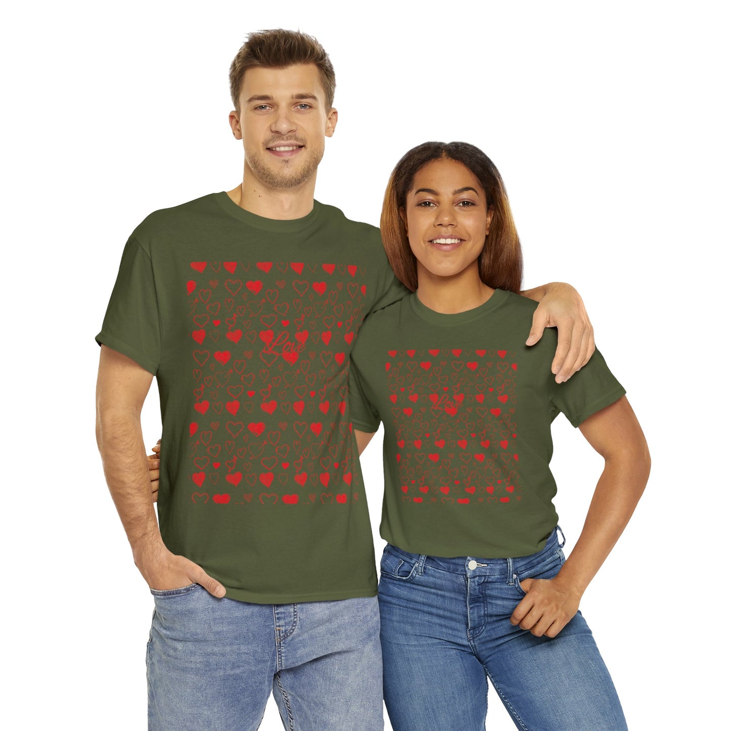 Red Hearts Unisex Heavy Cotton Tee