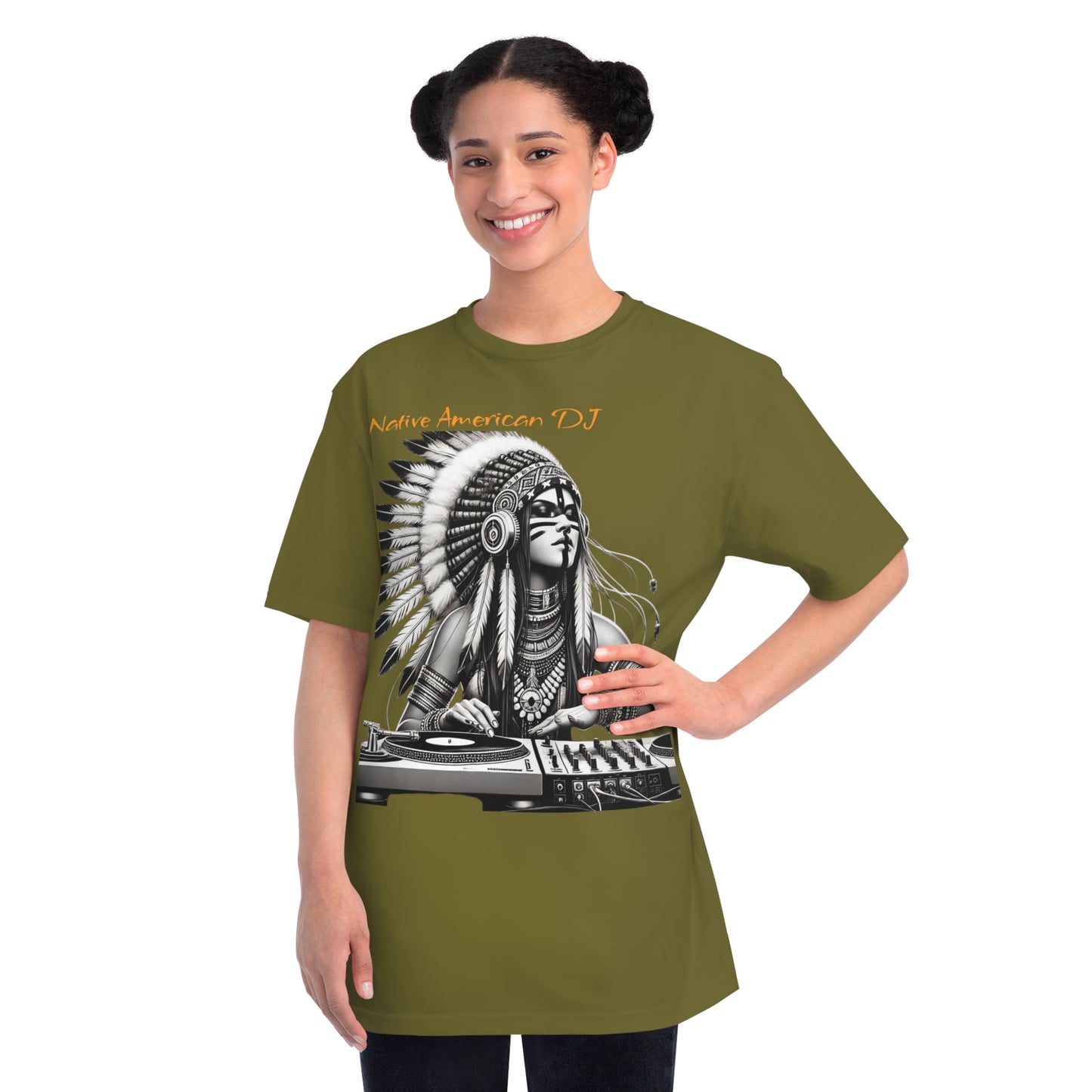 Native American DJ T-Shirt - Artistic Native Design, Music Lover's Tee