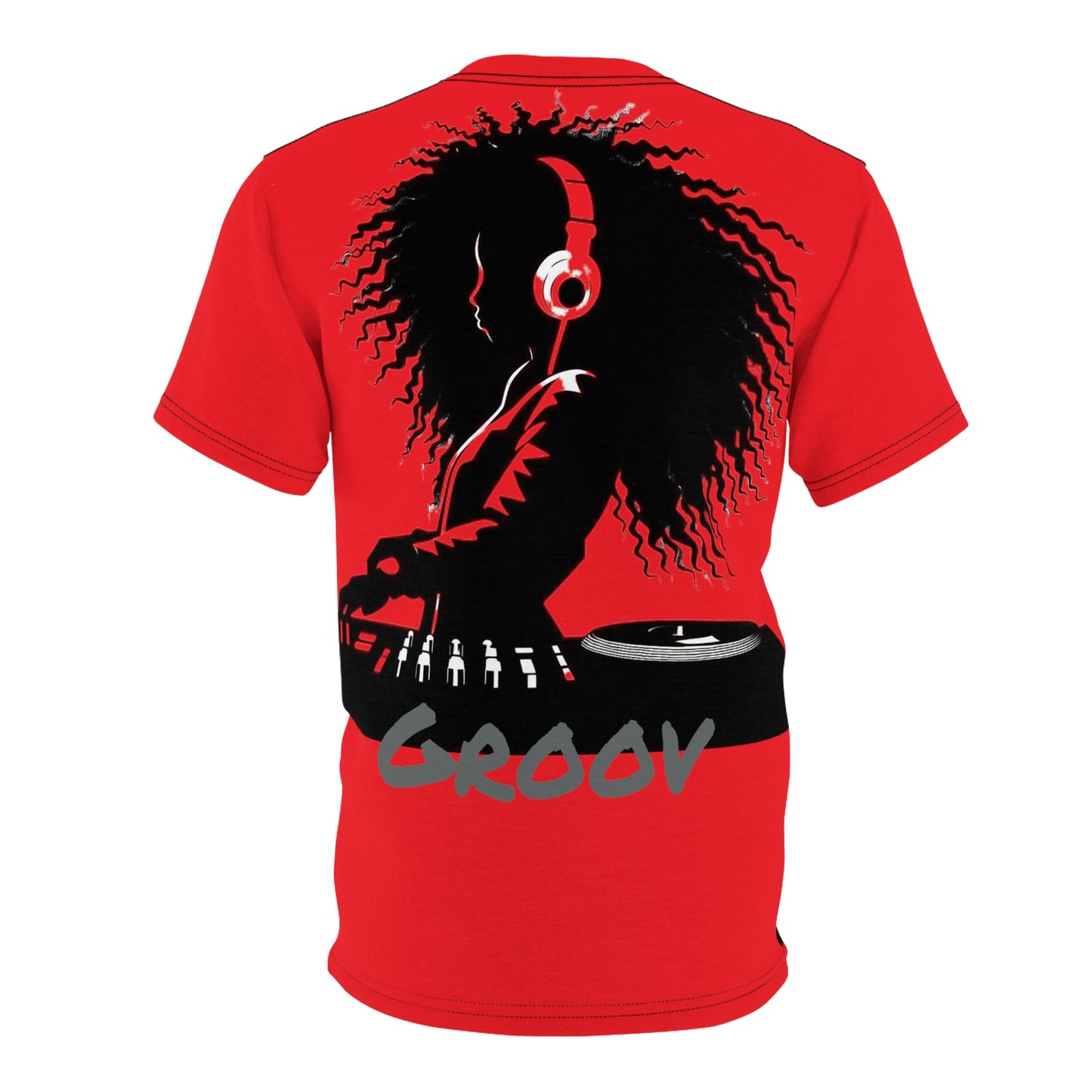 Smoov Groov in Red - Front/Back Unisex Cut & Sew Tee (AOP)