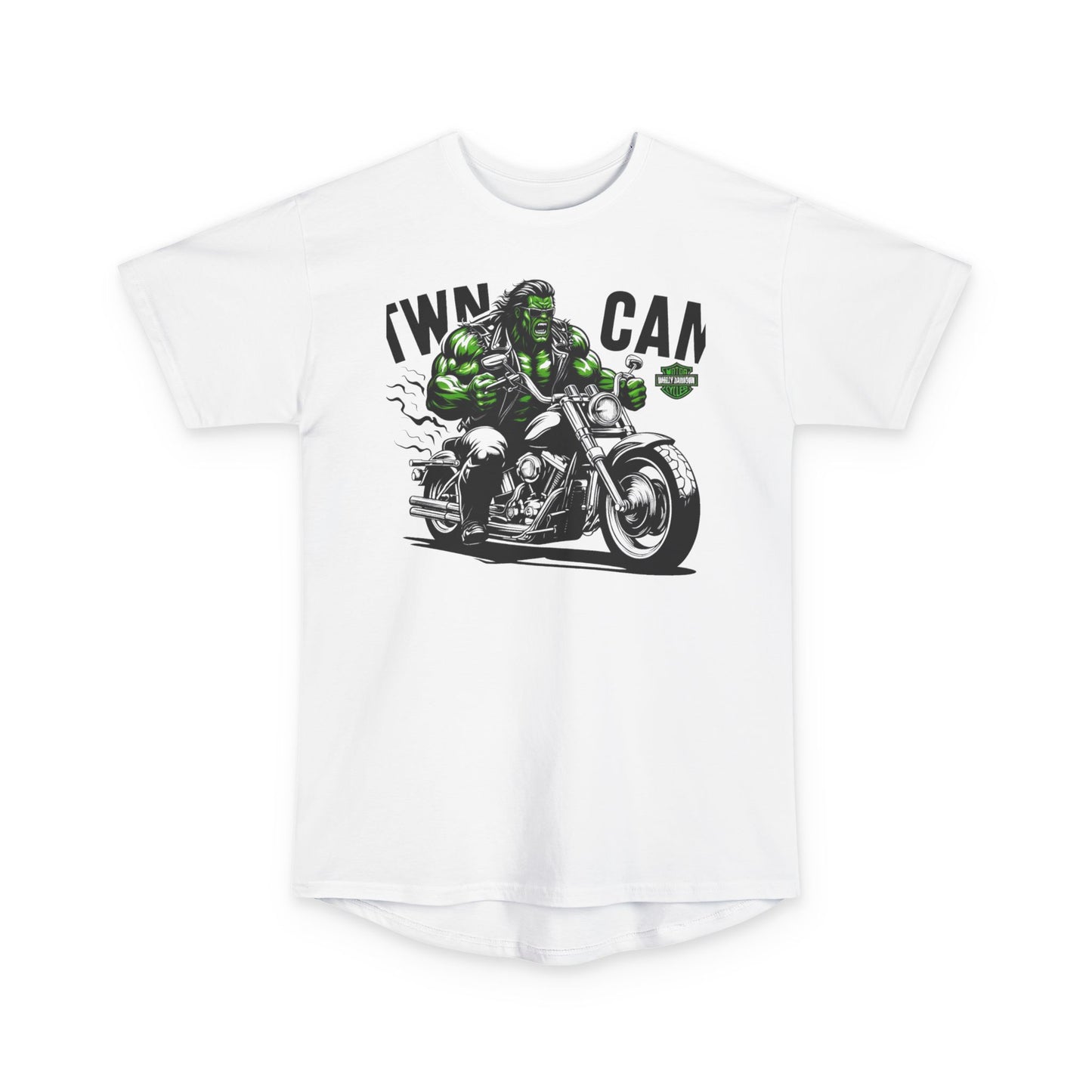 Twin Cam Urban Long Tee - Unisex Long Body Tee with Motorcycle Hulk Design