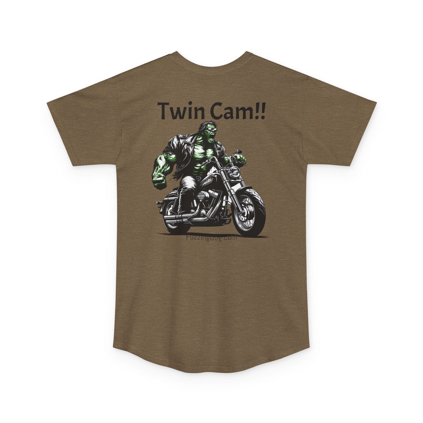 Twin Cam Urban Tee - Unisex Long Body Tee with Motorcycle Hulk Design
