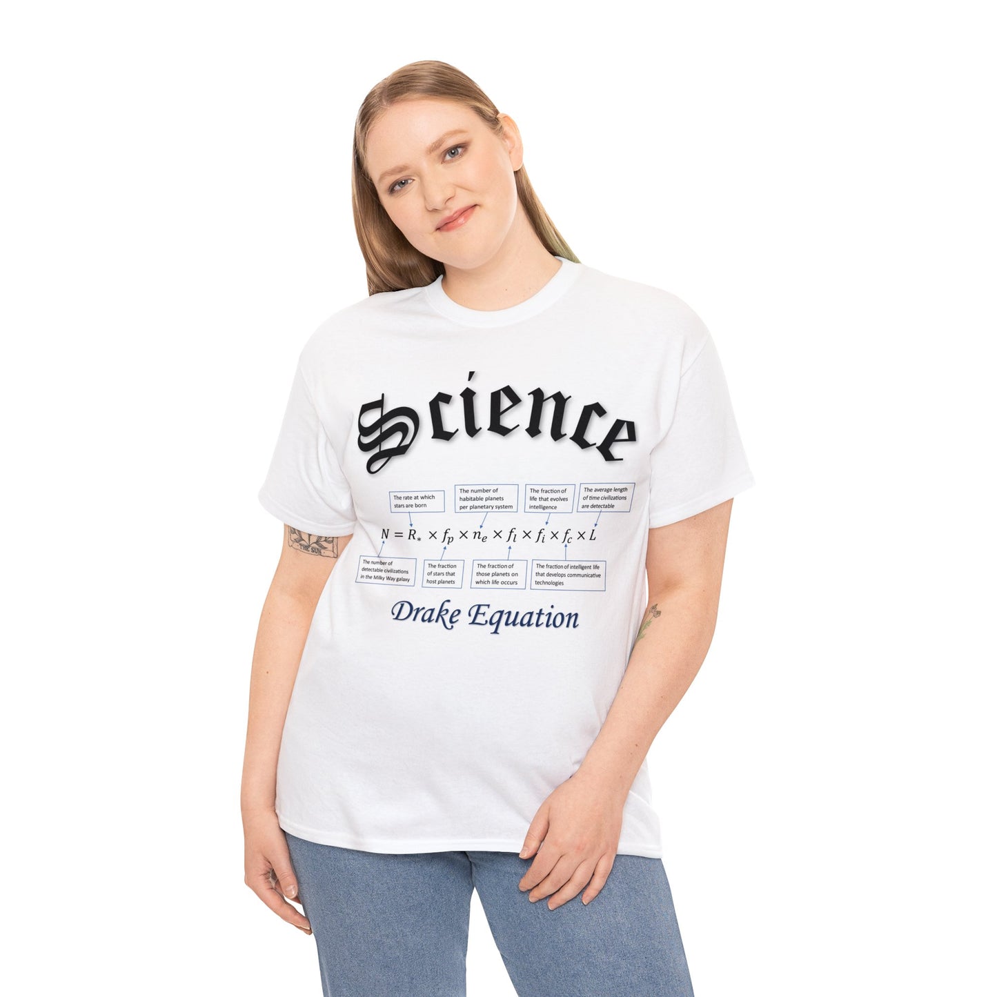 "How do you Spin Christmas"  Unisex Heavy Cotton Tee Science Tshirt Drake Equation T-Shirt Alien Life SETI Life on Other Planets Mathematics Calculation Formula
