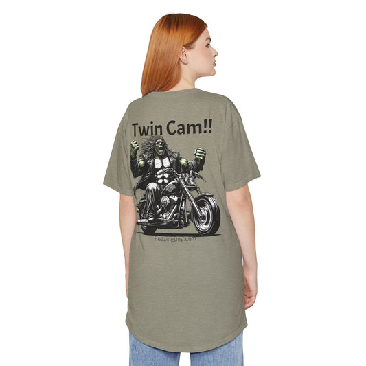 Twin Cam Urban Long Tee - Unisex Long Body Tee with Motorcycle Hulk Design