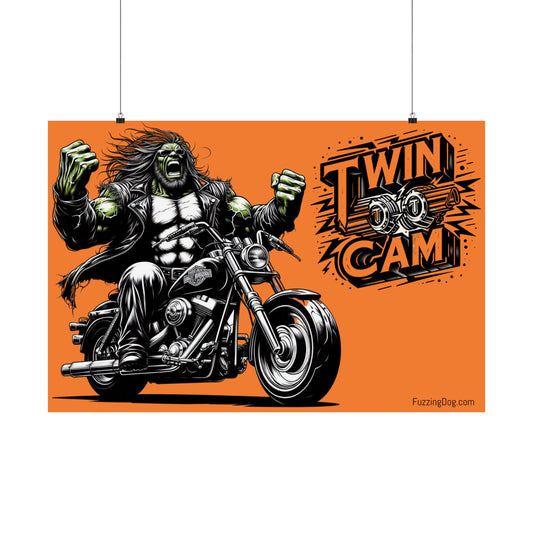 Twin Cams Motorcycle Wall Art Poster