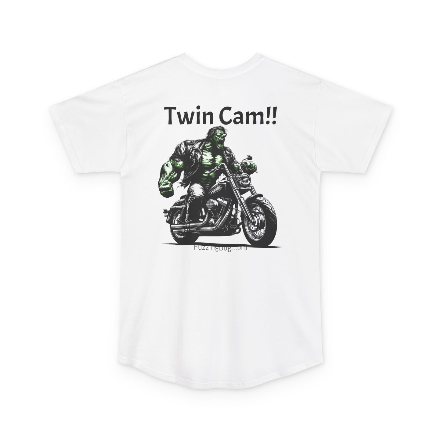 Twin Cam Urban Tee - Unisex Long Body Tee with Motorcycle Hulk Design