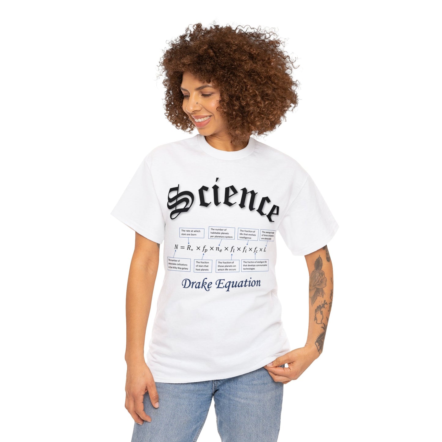 "How do you Spin Christmas"  Unisex Heavy Cotton Tee Science Tshirt Drake Equation T-Shirt Alien Life SETI Life on Other Planets Mathematics Calculation Formula
