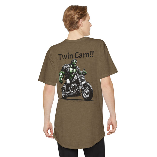 Twin Cam Urban Tee - Unisex Long Body Tee with Motorcycle Hulk Design