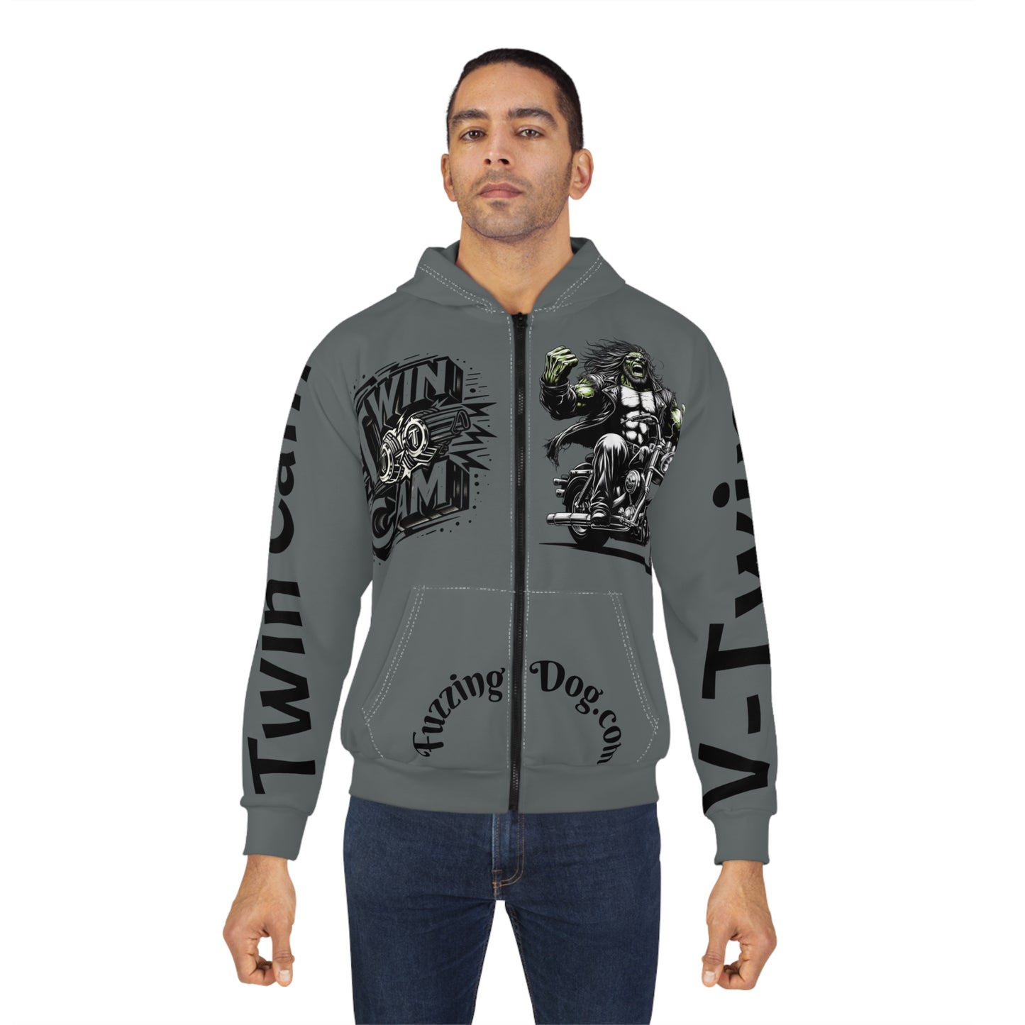 Motorcycle Engine Unisex Zip Hoodie - Twin Cam Lover Gift