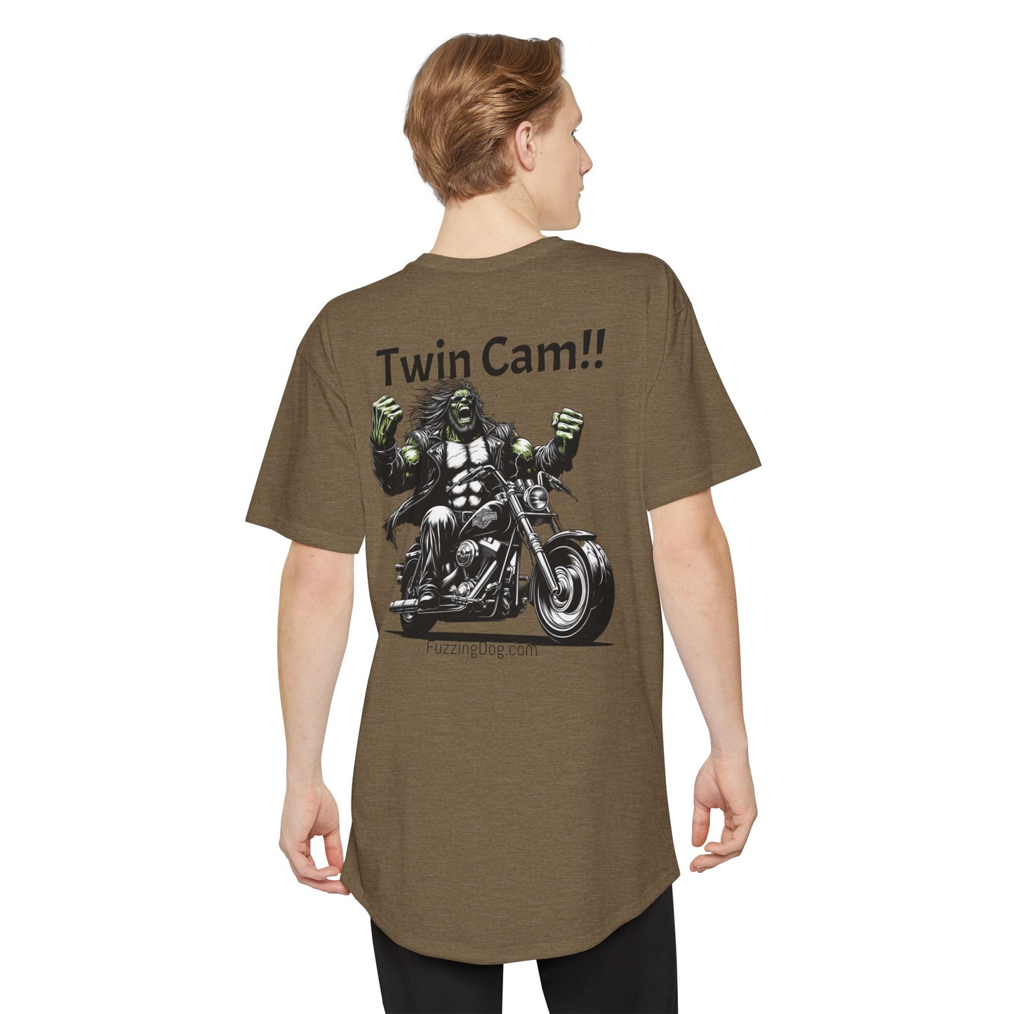 Twin Cam Urban Long Tee - Unisex Long Body Tee with Motorcycle Hulk Design