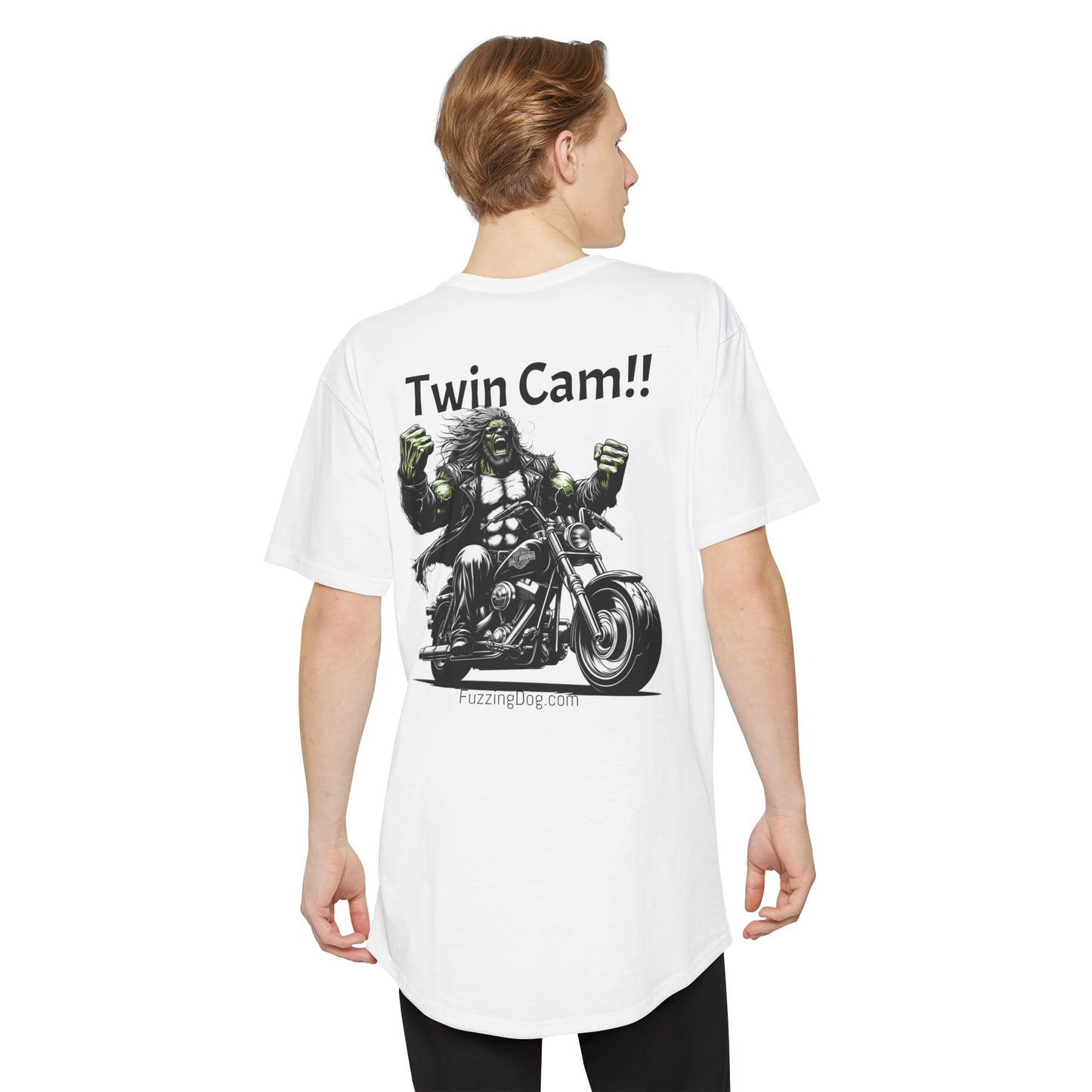 Twin Cam Urban Long Tee - Unisex Long Body Tee with Motorcycle Hulk Design
