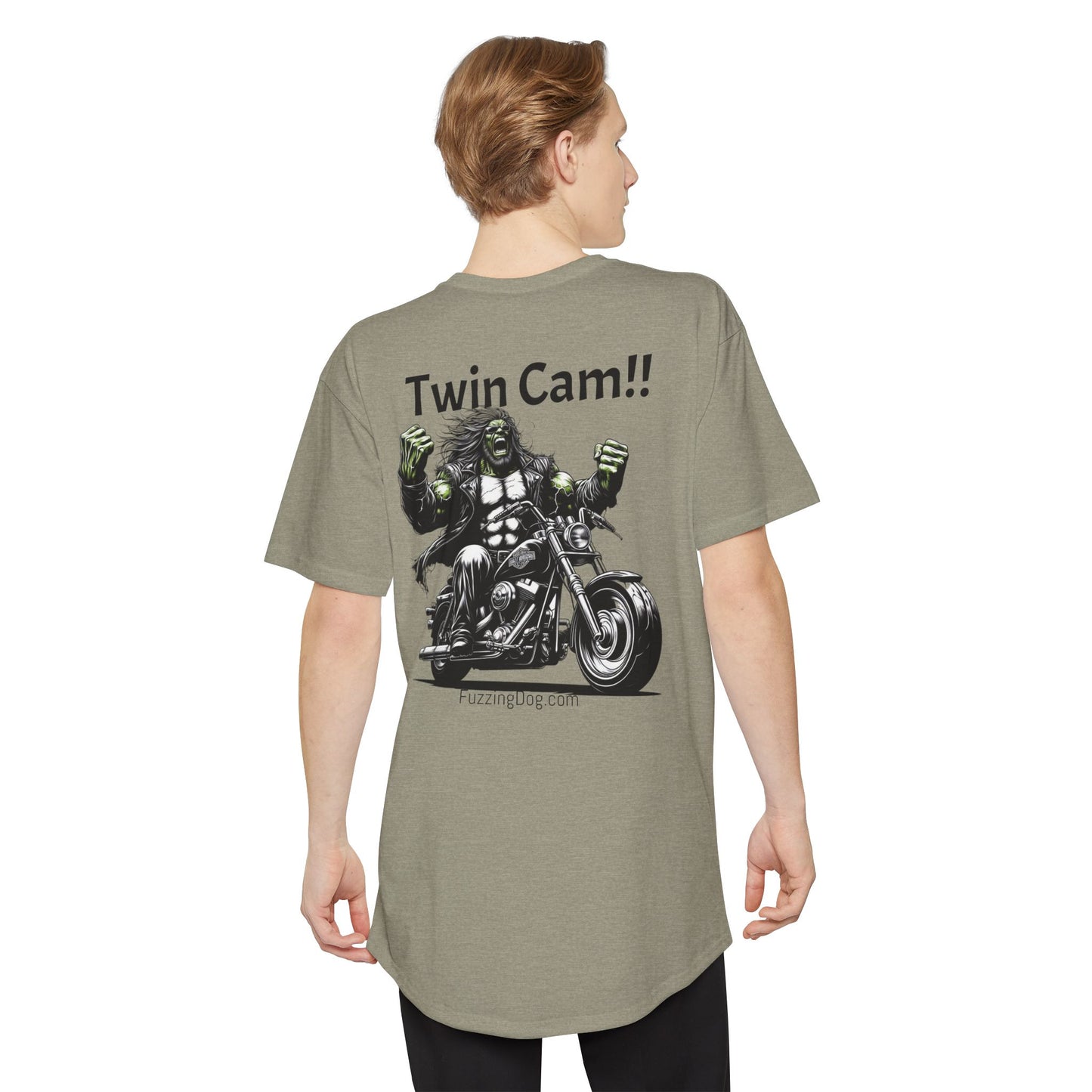 Twin Cam Urban Long Tee - Unisex Long Body Tee with Motorcycle Hulk Design
