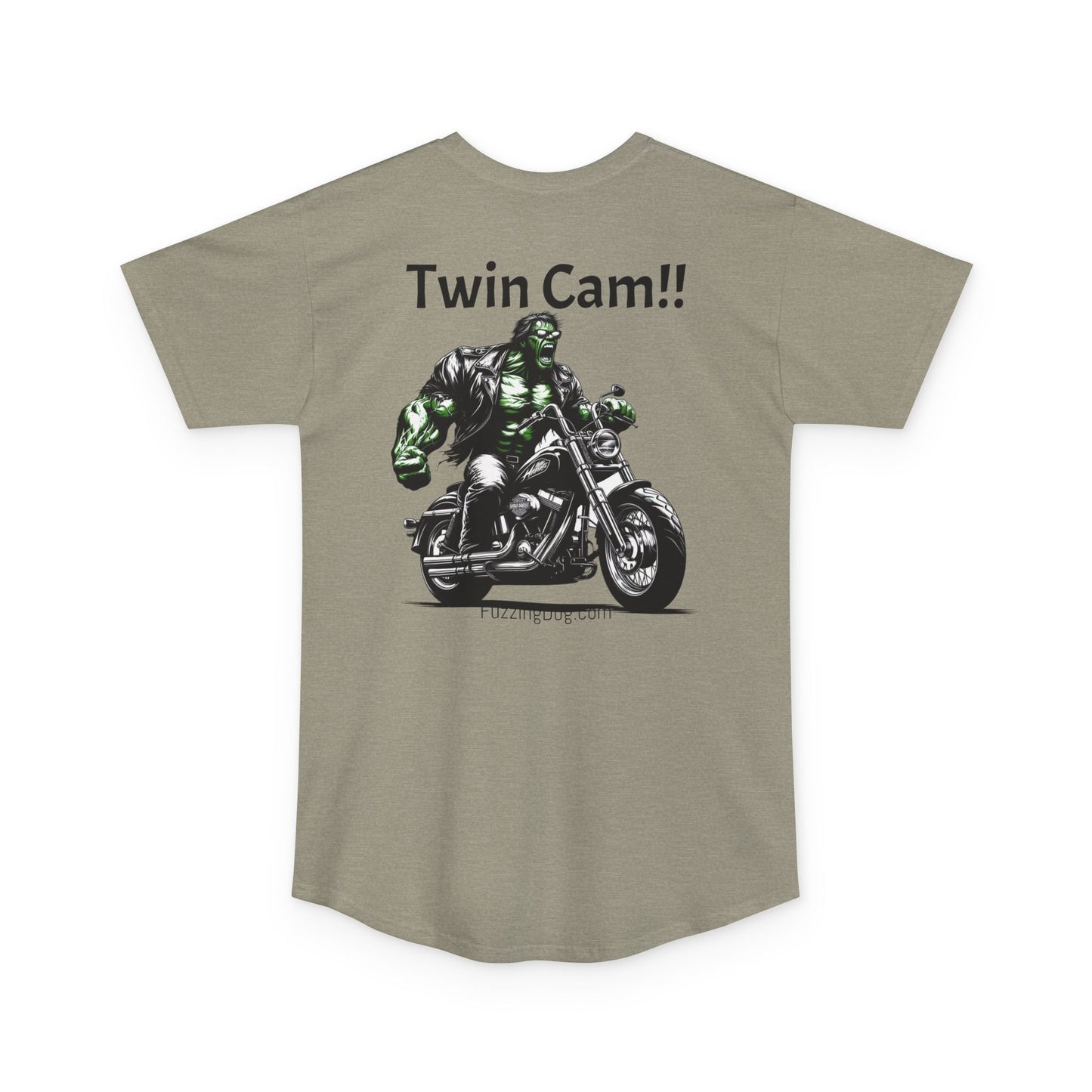 Twin Cam Urban Tee - Unisex Long Body Tee with Motorcycle Hulk Design