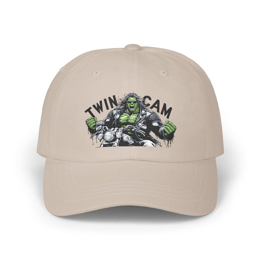 Twin Cam Classic Dad Cap - Stylish White Cap for Motorcycle Enthusiasts