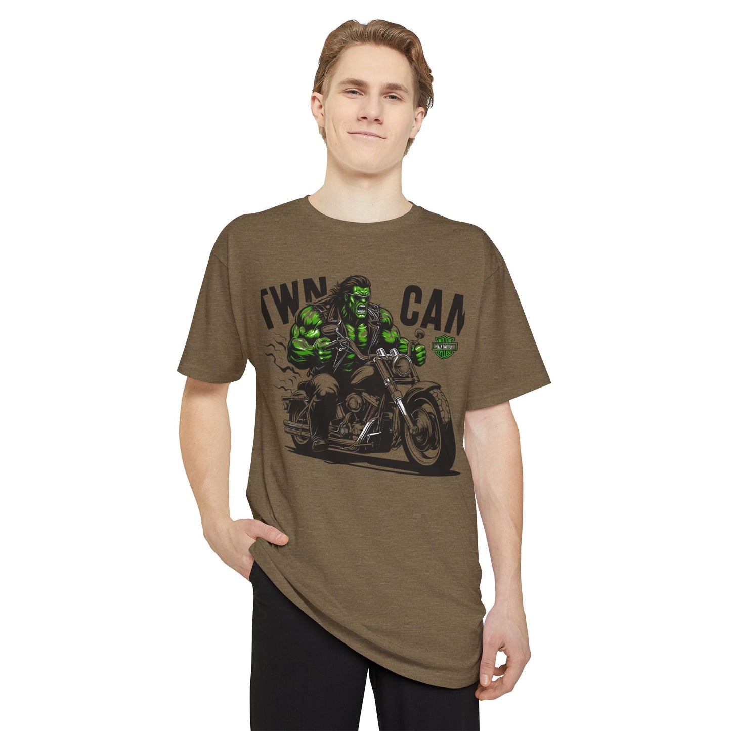 Twin Cam Urban Long Tee - Unisex Long Body Tee with Motorcycle Hulk Design