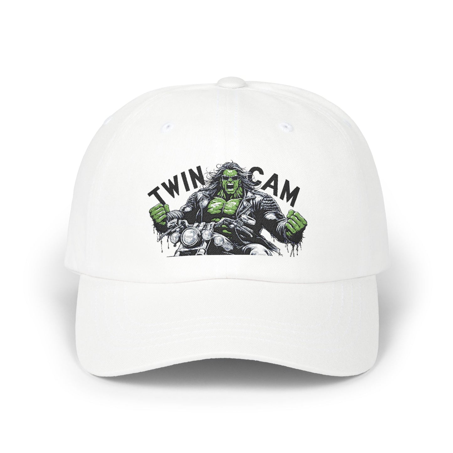 Twin Cam Classic Dad Cap - Stylish White Cap for Motorcycle Enthusiasts