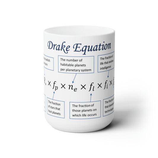 Ceramic Mug 15oz Drake Equation Coffee Mug Search for Alien Life SITI Science Formula Galaxy Mathematics Calculation